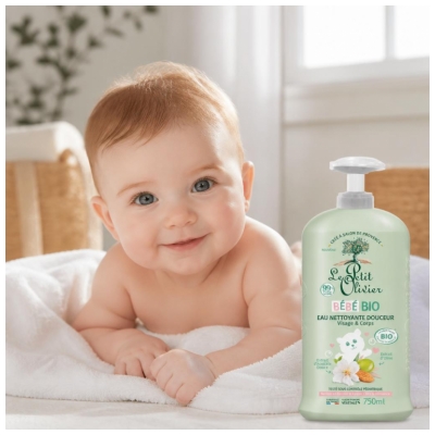 Le Petit Olivier Bébé Eau Nettoyante Visage et Corps Bio 750 ml