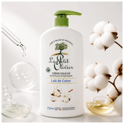 Le Petit Olivier Crème Douche Lait de Coton 750 ml