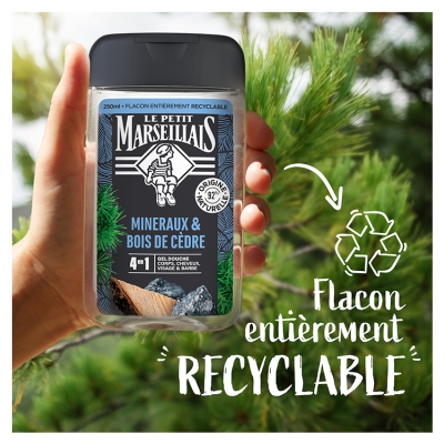Le Petit Marseillais Gel Douche 4en1 Minéraux et Bois de Cèdre 250 ml