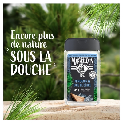 Le Petit Marseillais Gel Douche 4en1 Minéraux et Bois de Cèdre 250 ml