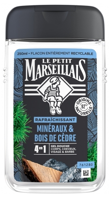 Le Petit Marseillais Gel Douche 4en1 Minéraux et Bois de Cèdre 250 ml