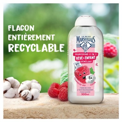 Le Petit Marseillais Shampoing Démêlant 2en1 Bébé et Enfant 300 ml