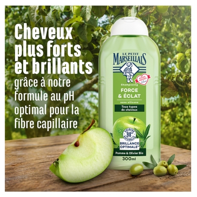 Le Petit Marseillais Shampoing Force & Éclat Pomme et Olivier Brillance Optimale 300 ml