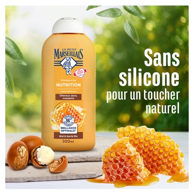 Le Petit Marseillais Shampoing Nutrition Miel et Karité Cheveux Secs et Cassants 300 ml