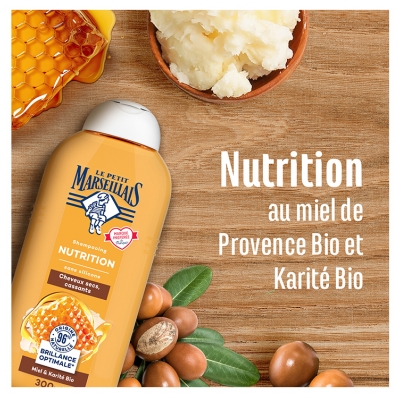 Le Petit Marseillais Shampoing Nutrition Miel et Karité Cheveux Secs et Cassants 300 ml