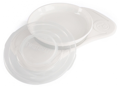 Twistshake Mini Plateau Click Mat + Assiette & Couvercle Dès 6 Mois - Couleur : Blanc