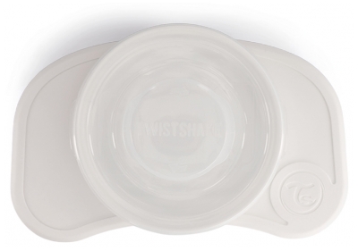 Twistshake Mini Plateau Click Mat + Assiette & Couvercle Dès 6 Mois - Couleur : Blanc