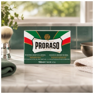 Proraso Savon à Raser en Bol Rafraîchissant à l'Huile d'Eucalyptus et Menthol 150 ml