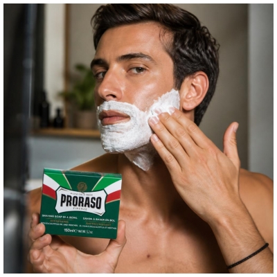 Proraso Savon à Raser en Bol Rafraîchissant à l'Huile d'Eucalyptus et Menthol 150 ml