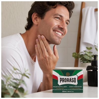 Proraso Savon à Raser en Bol Rafraîchissant à l'Huile d'Eucalyptus et Menthol 150 ml
