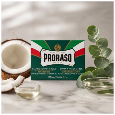 Proraso Savon à Raser en Bol Rafraîchissant à l'Huile d'Eucalyptus et Menthol 150 ml