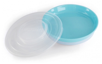 Twistshake Assiette et Couvercle Dès 6 Mois - Couleur : Bleu Pastel