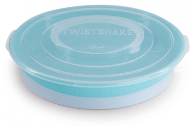 Twistshake Assiette et Couvercle Dès 6 Mois - Couleur : Bleu Pastel