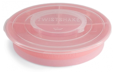 Twistshake Assiette Compartimentée et Couvercle Dès 6 Mois - Couleur : Rose Pastel