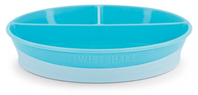Twistshake Assiette Compartimentée et Couvercle Dès 6 Mois - Couleur : Bleu Pastel