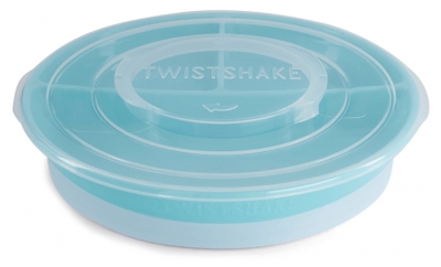 Twistshake Assiette Compartimentée et Couvercle Dès 6 Mois - Couleur : Bleu Pastel