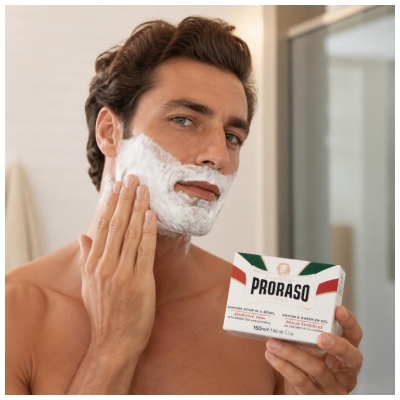 Proraso Savon à Raser en Bol Peaux Sensibles au Thé Vert et à l'Avoine 150 ml