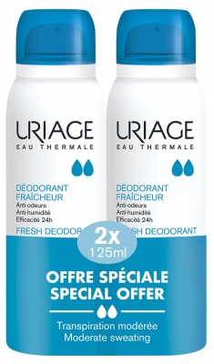 Uriage Déodorant Fraîcheur Transpiration Modérée Peaux Sensibles 2 x 125 ml