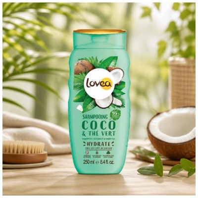 Lovea Shampoing à l'Eau de Coco & à l'Extrait de Thé Vert 250 ml
