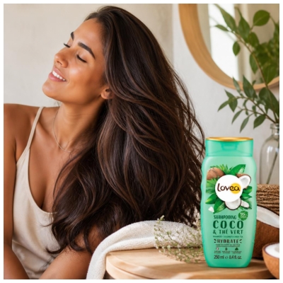 Lovea Shampoing à l'Eau de Coco & à l'Extrait de Thé Vert 250 ml