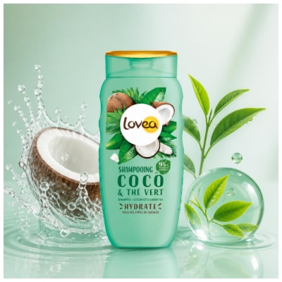 Lovea Shampoing à l'Eau de Coco & à l'Extrait de Thé Vert 250 ml