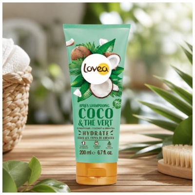 Lovea Après-Shampoing à l'Eau de Coco & à l'Extrait de Thé Vert 200 ml
