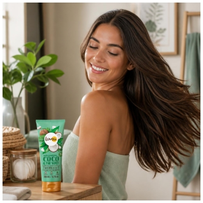 Lovea Après-Shampoing à l'Eau de Coco & à l'Extrait de Thé Vert 200 ml