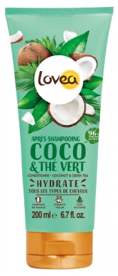 Lovea Après-Shampoing à l'Eau de Coco & à l'Extrait de Thé Vert 200 ml