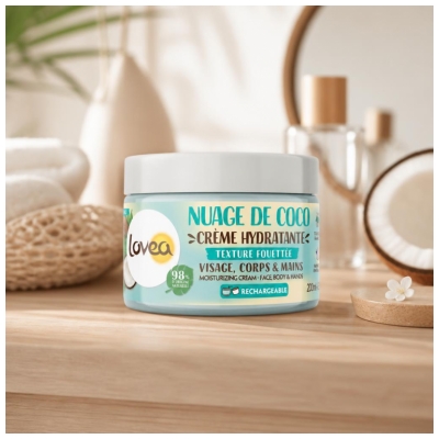 Lovea Crème Hydratante Nuage de Coco Visage Corps & Mains 200 ml