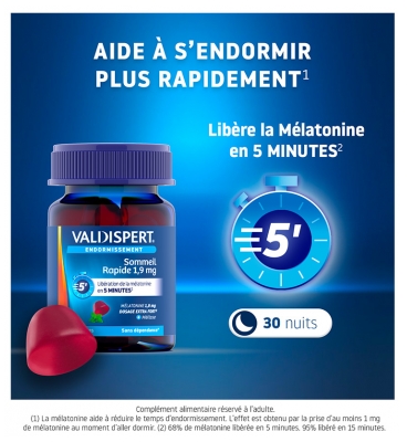 Valdispert Endormissement Sommeil Rapide 1,9 mg 30 Gommes