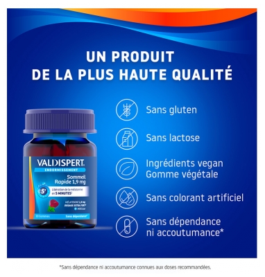 Valdispert Endormissement Sommeil Rapide 1,9 mg 30 Gommes