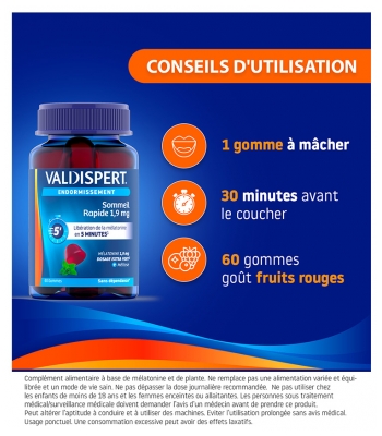 Valdispert Endormissement Sommeil Rapide 1,9 mg 60 Gommes
