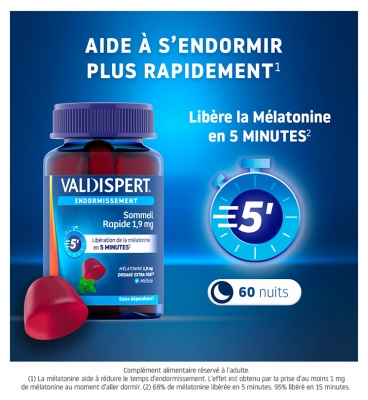 Valdispert Endormissement Sommeil Rapide 1,9 mg 60 Gommes