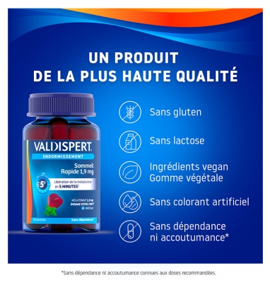 Valdispert Endormissement Sommeil Rapide 1,9 mg 60 Gommes