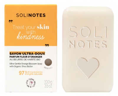 Solinotes Fleur d'Oranger Savon Solide Ultra-Doux au Beurre de Karité 100 g