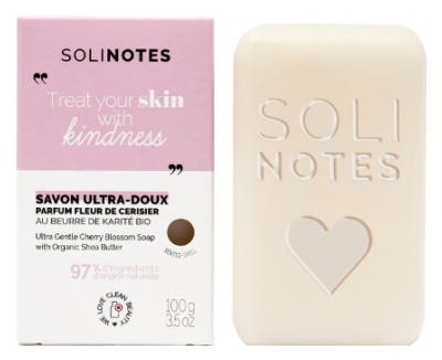 Solinotes Fleur de Cerisier Savon Solide Ultra-Doux au Beurre de Karité 100 g