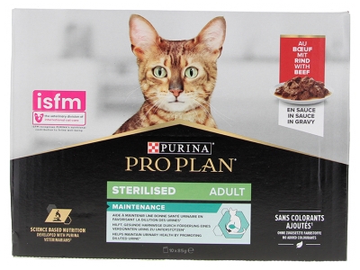 Purina Proplan en Sauce Adulte Stérilisé au Boeuf 10 Sachets de 85 g