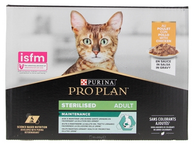 Purina Proplan Chats En Sauce Adultes Stérilisés au Poulet en Sauce 10 Sachets de 85 g
