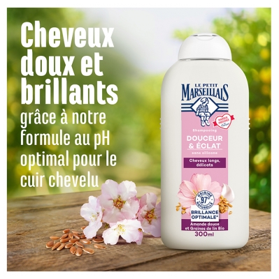 Le Petit Marseillais Shampoing Douceur et Éclat Graines de Lin et Amande Douce 300 ml