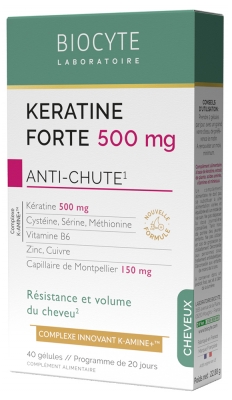 Biocyte Kératine Forte 500 mg Anti Chute Résistance du Cheveu 40 Gélules