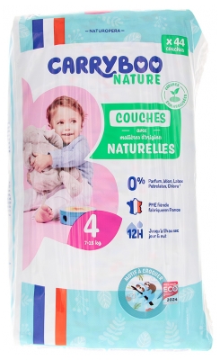 Carryboo Couches Naturelles à Motif Taille 4 (7-18Kg) 44 Couches