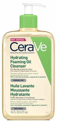 Cerave Huile Lavante Moussante Hydratante 473 ml Pour Les Peaux Normales à Trèsèches Les Peaux à Tendance Atopique