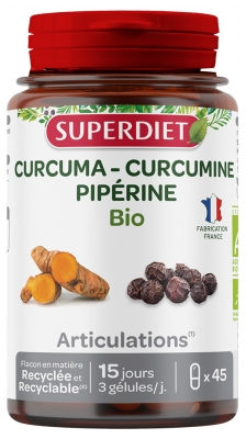 Superdiet Curcuma Curcumine Pipérine Bio 45 Unités