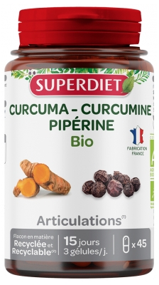 Superdiet Curcuma Curcumine Pipérine Bio 45 Unités