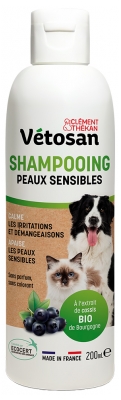 Clément Thékan Vétosan Shampoing Peaux Sensibles Chats et Chiens Bio Sans Parfum 200 ml