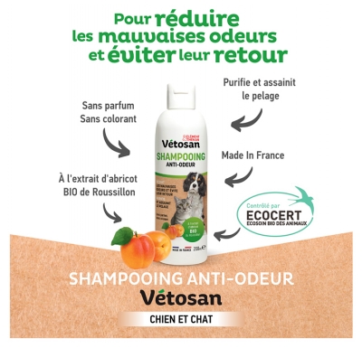 Clément Thékan Vétosan Shampoing Anti Odeurs Chats et Chiens Bio 200 ml 