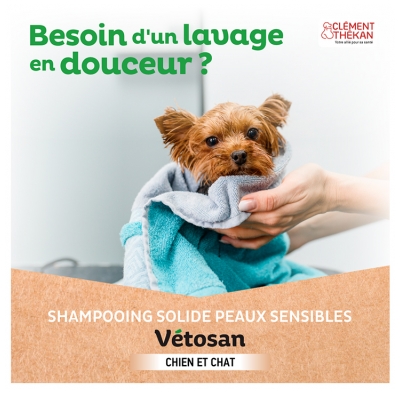 Clément Thékan Vétosan Shampoing Solide Chiens et Chats Bio 100 g