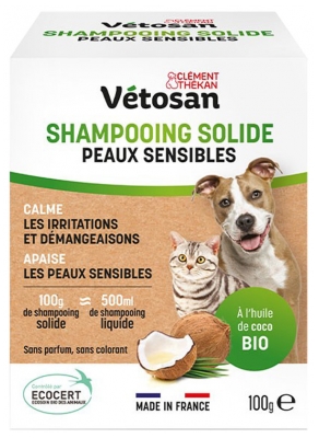 Clément Thékan Vétosan Shampoing Solide Chiens et Chats Bio 100 g