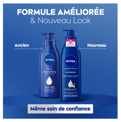 Nivea Lait Corps Nourrissant 72H Peaux Sèches à Très Sèches 400 ml