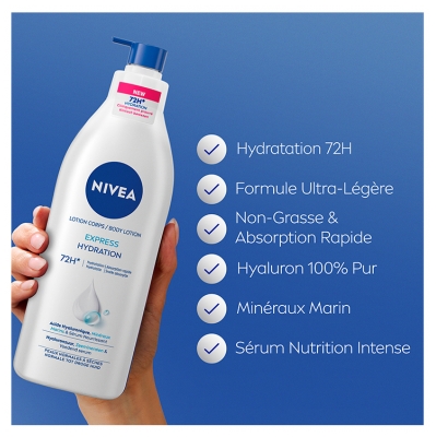 Nivea Lotion Corps Express Hydratation Peaux Normales à Sèches 72H 400 ml